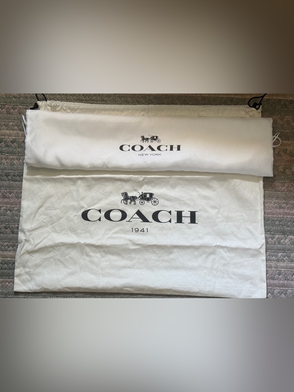 COACH Large 23x19” Cotton Drawstring Dust Bag + Satin Dust Bag Gift